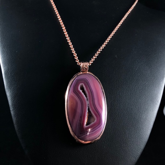 Handmade by HM Simon Jewelry - Gorgeous Druzy Agate Copper Necklace C-4-23